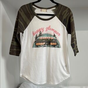 Altar'd State Raglan Tee with Camouflage Accents